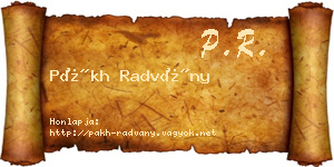 Pákh Radvány névjegykártya